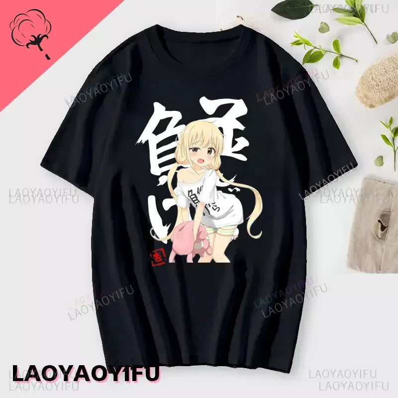 If You Work You Lose - Anzu Futaba Version T-Shirt 2024 New Kawaii Anime Cotton T-shirt Tees for Men Funny cartoon Otaku Tshirt Quick Pick Grocers