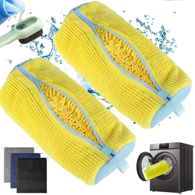 1/2/4PCS Shoe Washing Machine Bag with Liquid Shoe Brush Set Durable Laundry Shoe Bag and Soft Bristle Clean Brush for All Shoes Econic Blanks