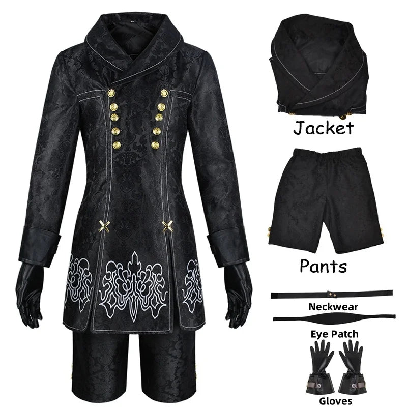 Anime Nier Automata Cosplay 9S Yorha 2B Cosplay Suit Male Women Outfit Wig Disguise Costume Plus Size Fancy Party Black Dress Quick Pick Grocers