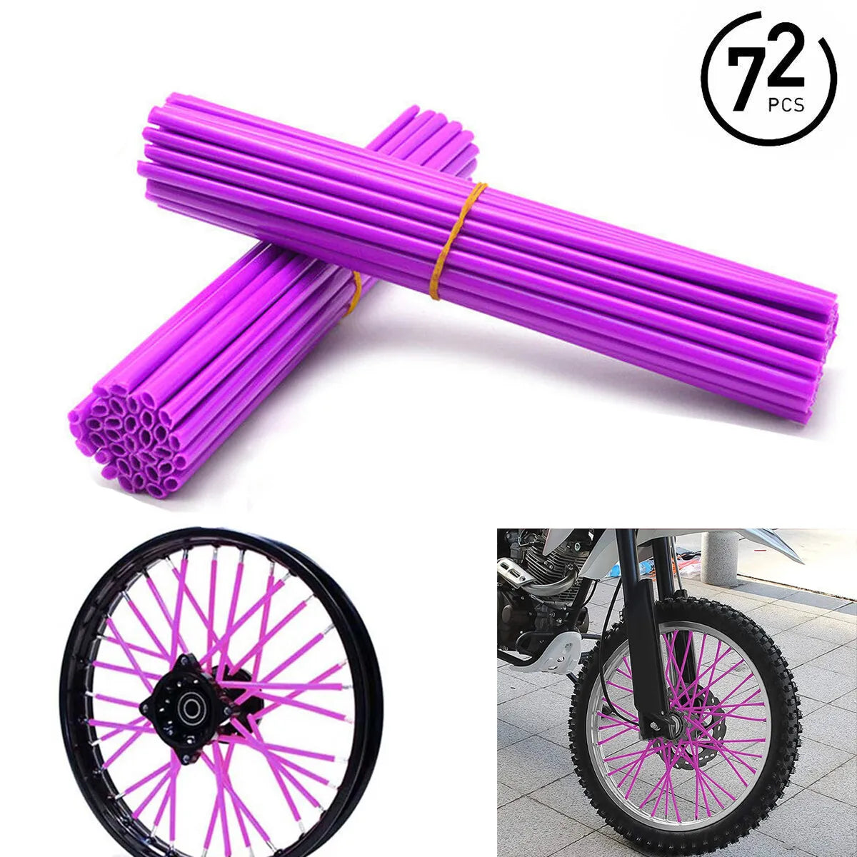 72pcs Bicycle Wheel Spoked Protector Wraps 24cm Wheel Rim Spoke Wrap Kit for Motorcycle Bike Color Rims Skin Trim Covers Pipe