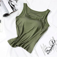 Women's Vest Tops With Built In Padded Bra Vest Slim Fit Tank Tops Sexy Shirts Feminino Casual Underlay Slimming Lingerie Top Quick Pick Grocers