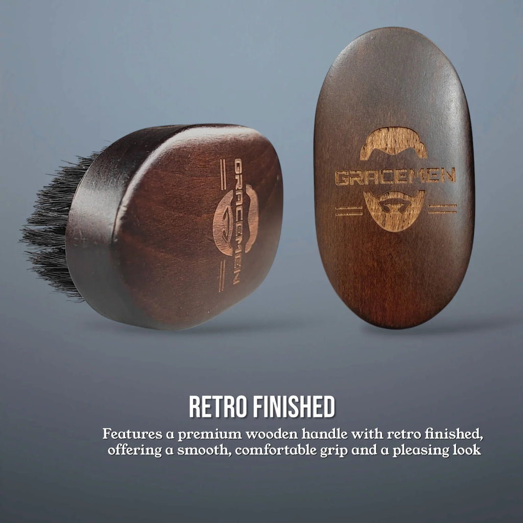 Gracemen Premium Boar Bristle Beard Brush Oval Wooden Handle Quick Pick Grocers