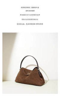 2026 Autumn Winter All-match Bowling Tote All-match Matte Suede Cowhide Leather Women Shoulder Bag Coffee Purple Noble Handbag Quick Pick Grocers