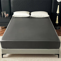 Satin Elastic Fitted Sheet Solid Mattress Cover 360 Band Bed Sheet for Single Double Couple King Queen Full Twin Bedsheet Quick Pick Grocers