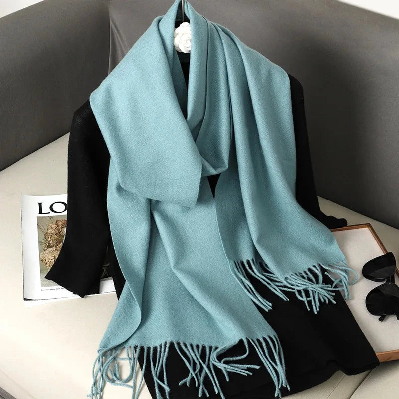 62Color Solid Women Winter Scarf Warm Thicken Cashmere Shawl Outdoor Fashion Luxury Tassels Pashmina Lady Wrap Windproof Scarves Econic Blanks