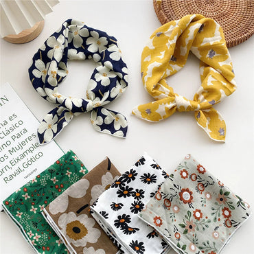 55cm Laies Headband Cotton Linen Square Scarf Women Korean College Girls Fashion Spring Autumn New Style Elegant Neck Scarves Quick Pick Grocers