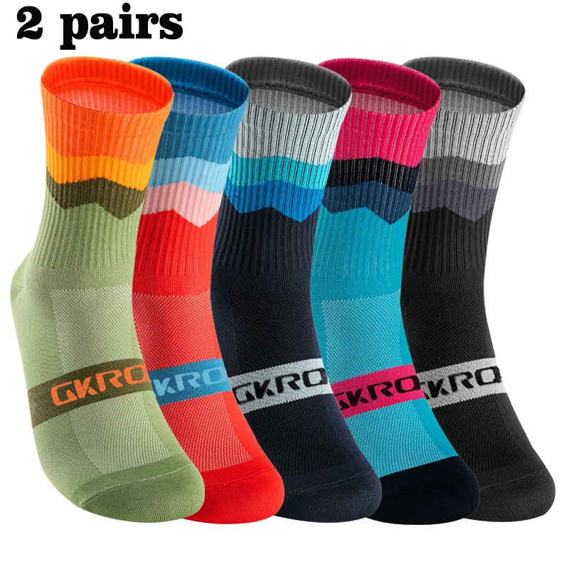 2pairs Professional Cycling Socks Breathable Road Bicycle Socks Men Women Outdoor Sports Racing e Compression Cycling For Women Quick Pick Grocers