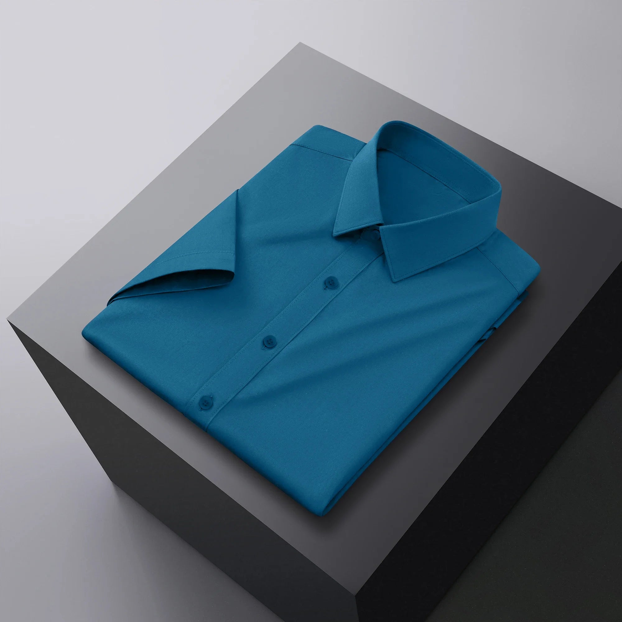 New Men's Business Casual Solid Color Short Sleeved Shirt for Summer Fashion No Ironing Comfortable and Versatile Top Quick Pick Grocers