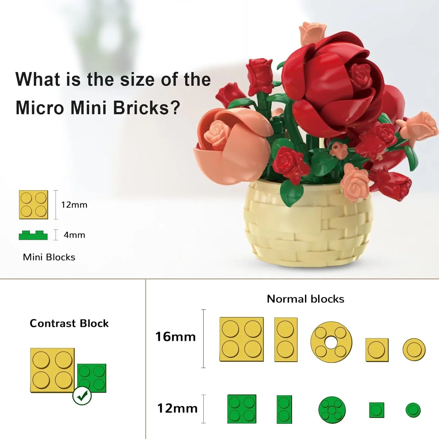 DIY Potted Plant Building Blocks Set - Rose Sunflower Succulents Bonsai Tree Romantic Garden Kids Model Bricks Toy Kit Econic Blanks
