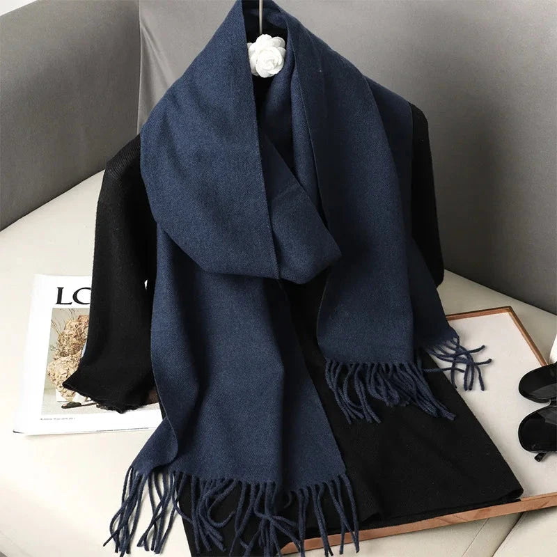62Color Solid Women Winter Scarf Warm Thicken Cashmere Shawl Outdoor Fashion Luxury Tassels Pashmina Lady Wrap Windproof Scarves Econic Blanks