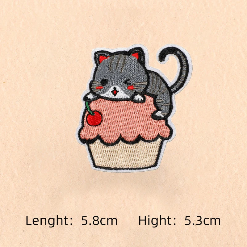 Cute Cartoon Cat patch Embroidery Patches on clothes Children's clothing Animal Interesting Embroidery Accessories Iron patch Quick Pick Grocers