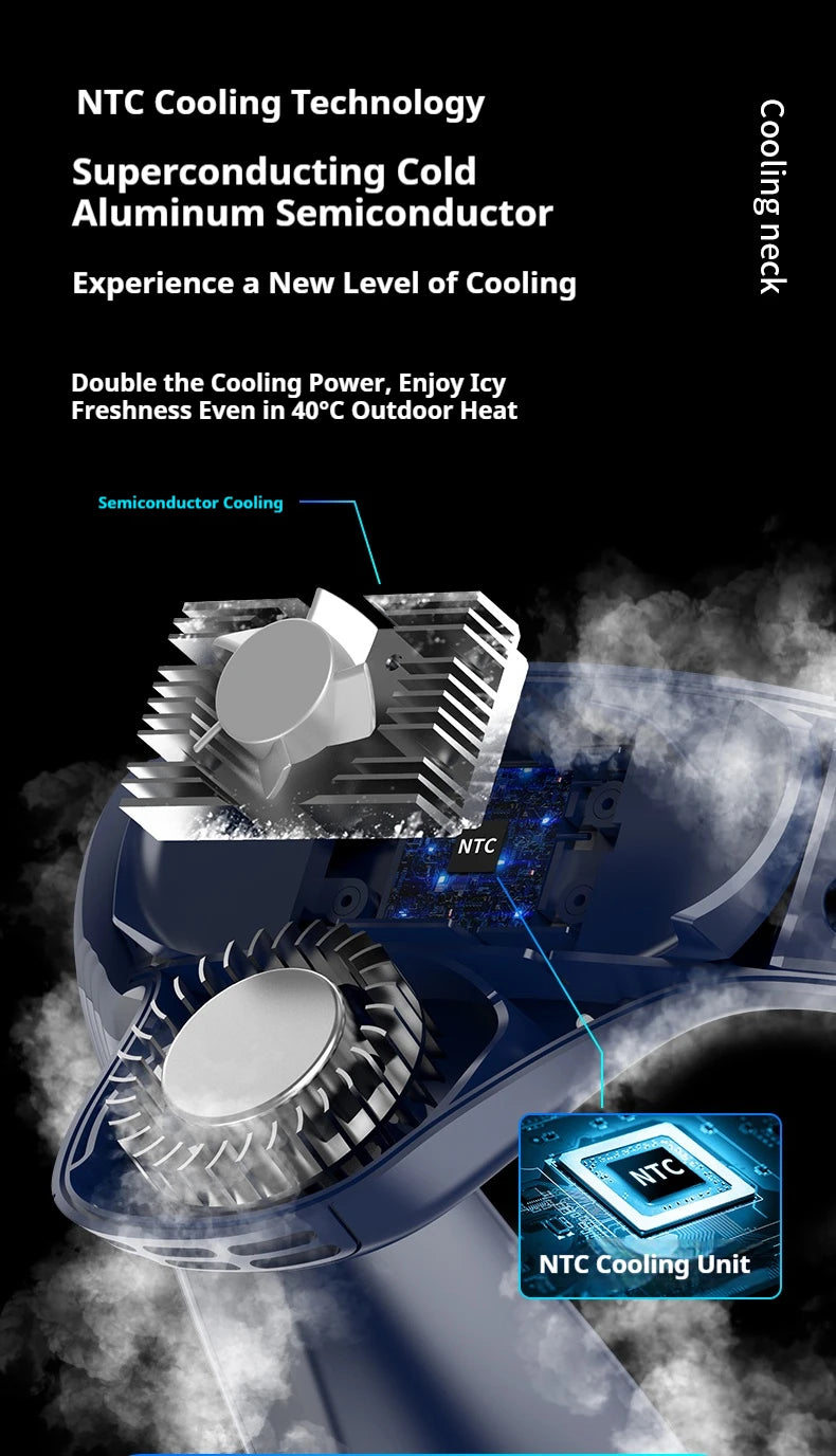 New Neck Air Conditioner Portable Neck Fan Rechargeable Semiconductor Cooling Bladeless Fan Outdoor Personal Fan Wearable Cooler Quick Pick Grocers