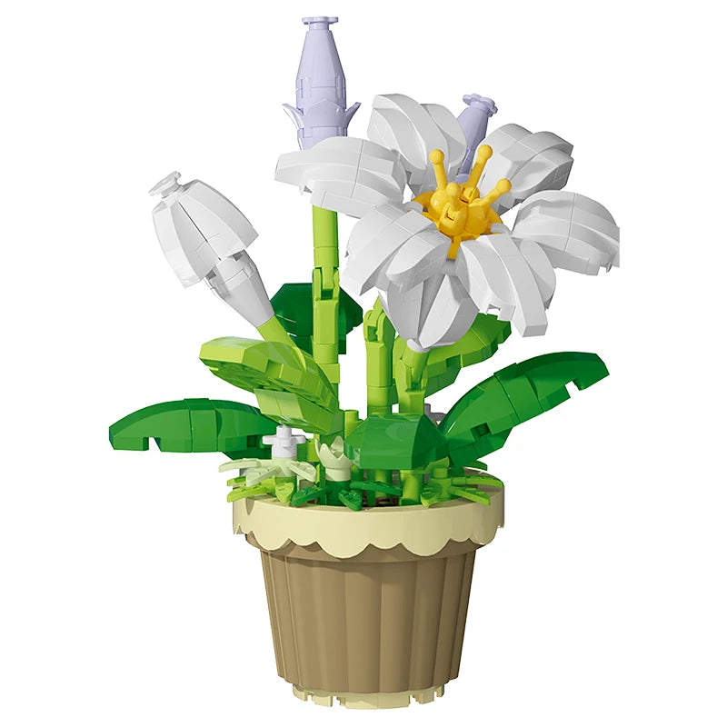 Building block flower potted plant assembly toy decoration micro particle plant potted plant children's toy gift Econic Blanks