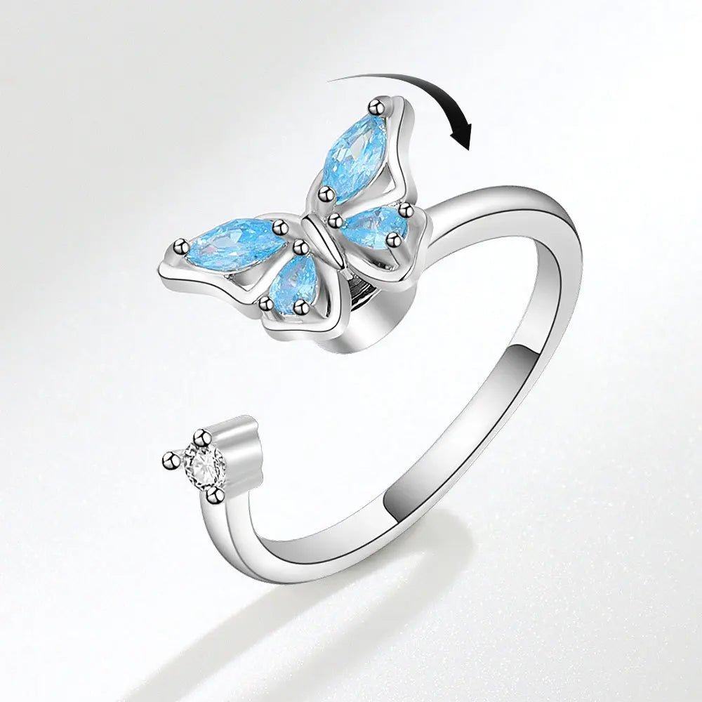 VENTFILLE 925 Sterling Silver Sunflower Diamond Zircon Rotatable Ring For Women Gift Relieve Stress Ring Jewelry Wholesale Quick Pick Grocers