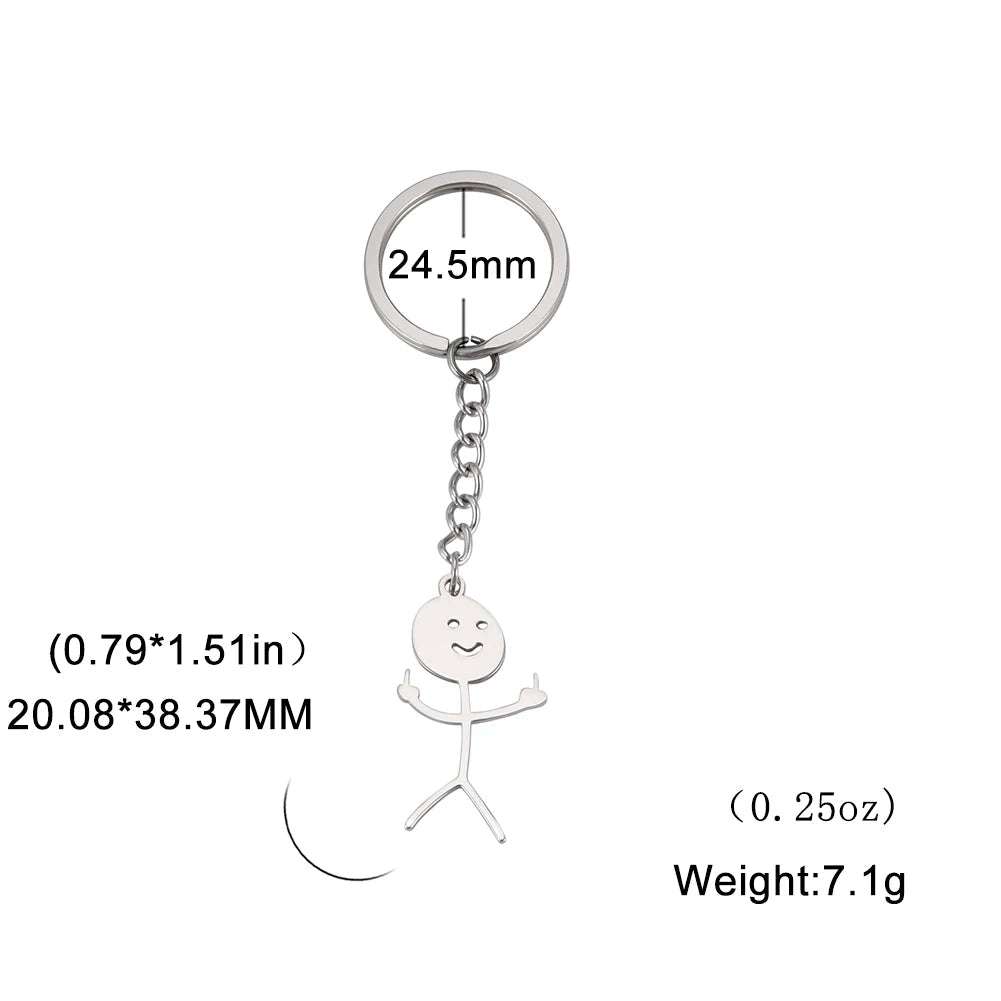 Teamer Funny Middle Finger Stickman Keychain 2025 Cute Trend School Bag Car Key Pendant Couple New Trinket Gift Keyring Econic Blanks