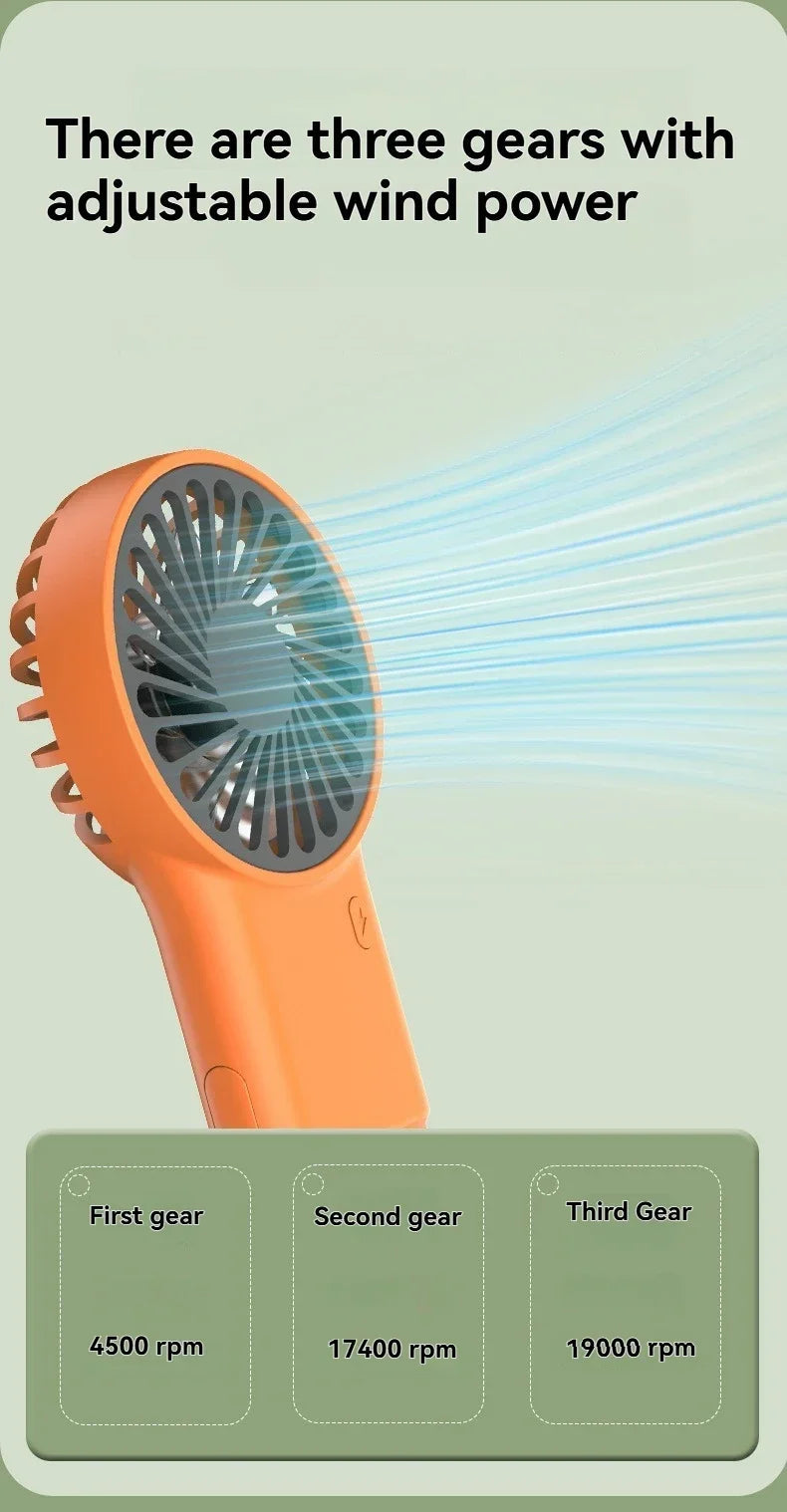 Cartoon Foldable Mini Fan USB Rechargeable Handheld Desktop Fan with Hook Portable Cooling Fan for Outdoor Travel Home Office Quick Pick Grocers