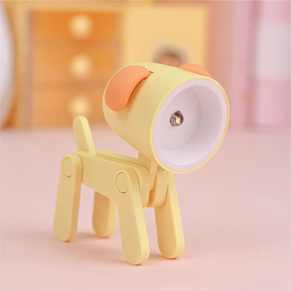 LED Night Light Mini Folding Desk Lamp Cute Pet Lights Dog Deer Portable Night Light Student Living Room Decor Gift Quick Pick Grocers