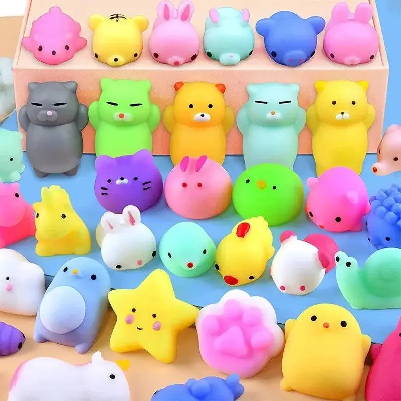 20 Pcs Random Cute Animals Vent and Relieve Stress with Toys and Small Gifts Soft Rubber Animal Pinching Econic Blanks