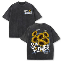 Lift Is Good Beautiful Sunflower Print Washed T Shirts Women Soft Cotton T-Shirt Street Creative Short Sleeve Summer Casual Tops Quick Pick Grocers
