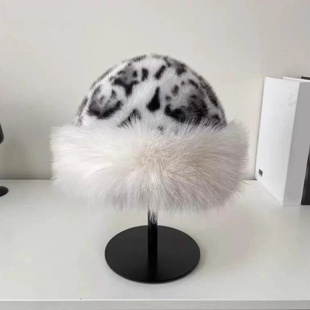 New Fluffy Fur Women's Winter Hat Winter Snow Ski Cap Female Faux Fur Thick Warm Windproof Hat Russian Hat Mink Fisherman's Hat Purest Peak