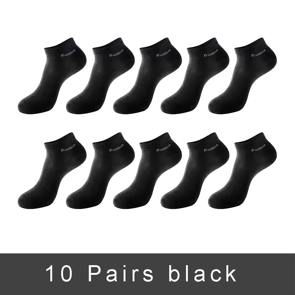 5/10/15 Pairs Men's Bamboo Fiber Socks Short High Quality New Casual Breatheable Anti-Bacterial Man Ankle Socks Men Size 38-45 Quick Pick Grocers