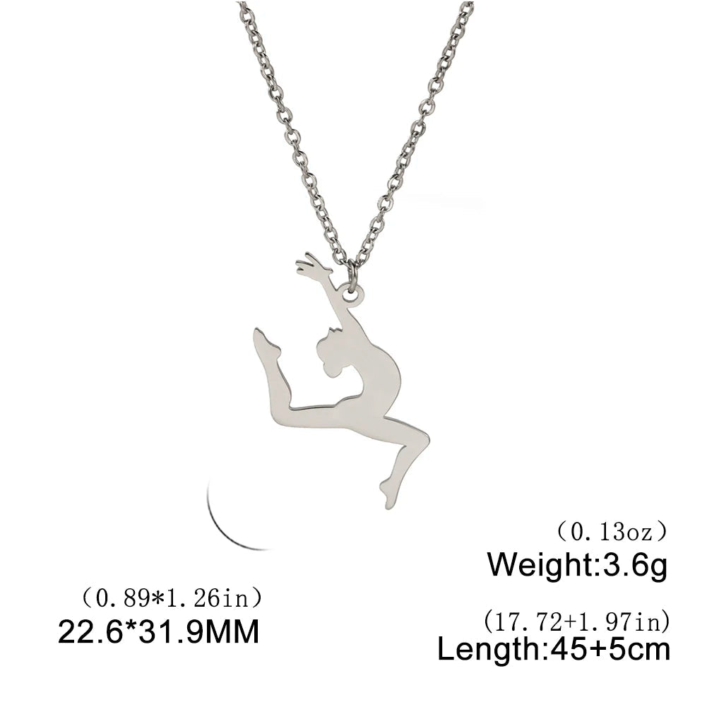Rhythmic Gymnastics Necklace Women Trend 2025 Gymnast Stainless Steel Jewelry BFF Dancer Girl Sport Accessories Mother Day Gift Quick Pick Grocers