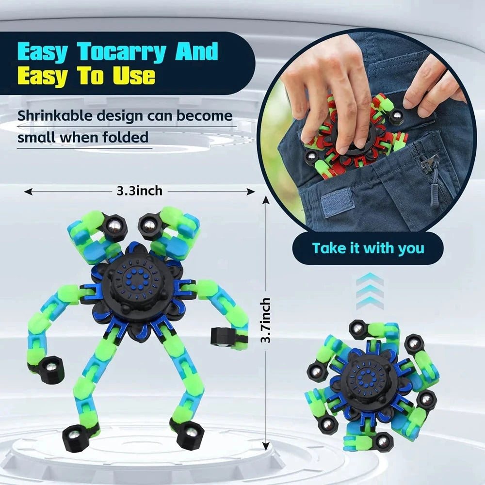 4Pcs Fidget Spinners Glow in The Dark Fingertip Gyro DIY Deformable Robot Funny Sensory Toys Decompression Spinner Party Favors Econic Blanks