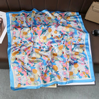 2025 Silk Shawl Print Headscarf Cat Hair Wrap Neckerchief Female Satin Square Scarf For Women Headband Foulard Hijab Bandana Quick Pick Grocers