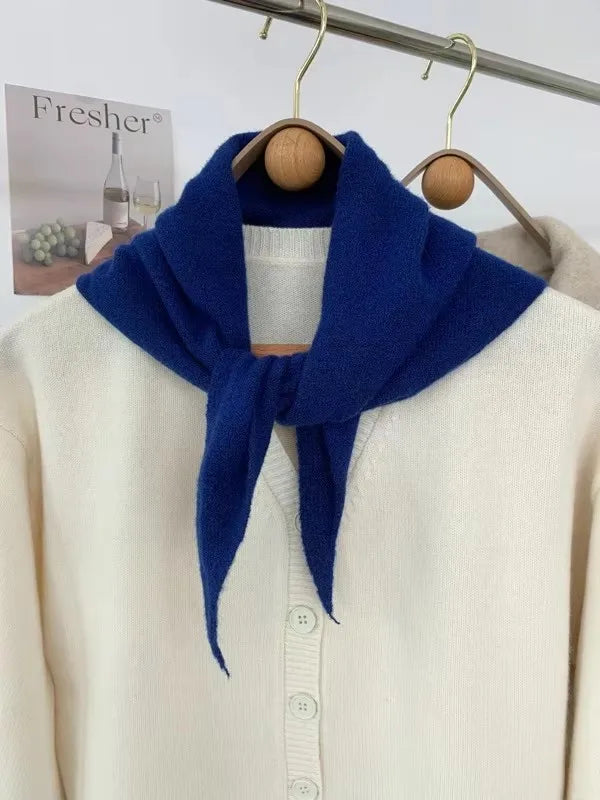 New Women Wool Scarf Shawl Winter Warm Soft Knitted Striped Triangle Fashion Brand Bandana Lady Wool Scarves Quick Pick Grocers