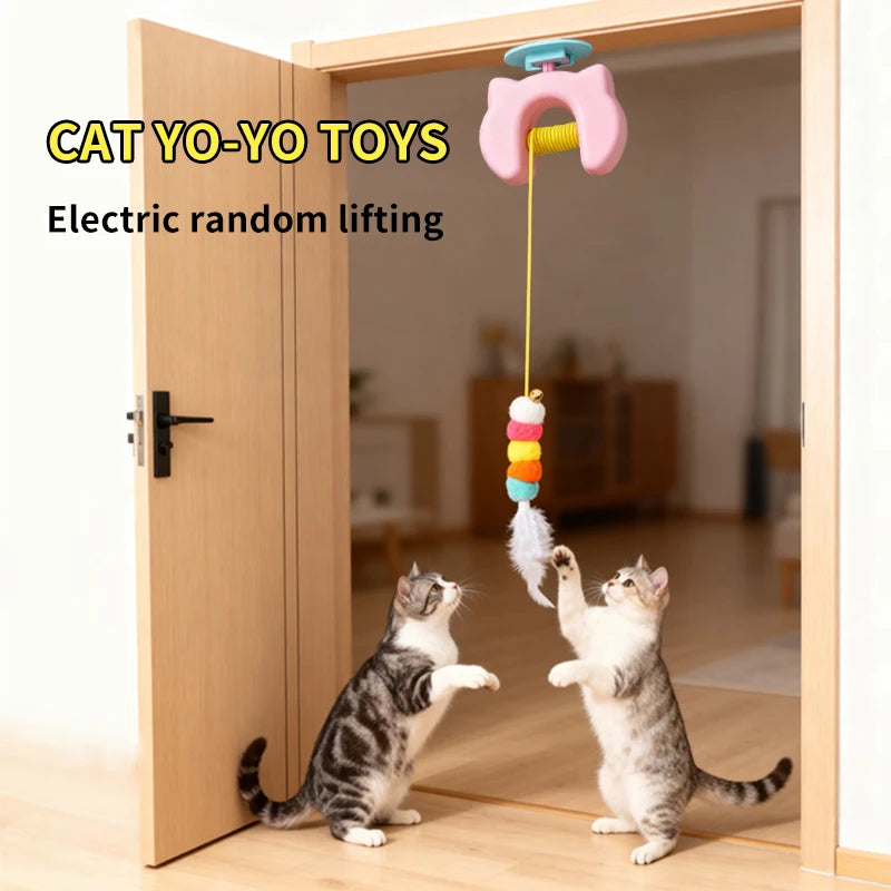 New Type Of Electric Cat Toy with 2 Ropes Smart Hanging Door Auto Swing Feather Toy A Self-entertainment And Cat-teasing Wonder Quick Pick Grocers