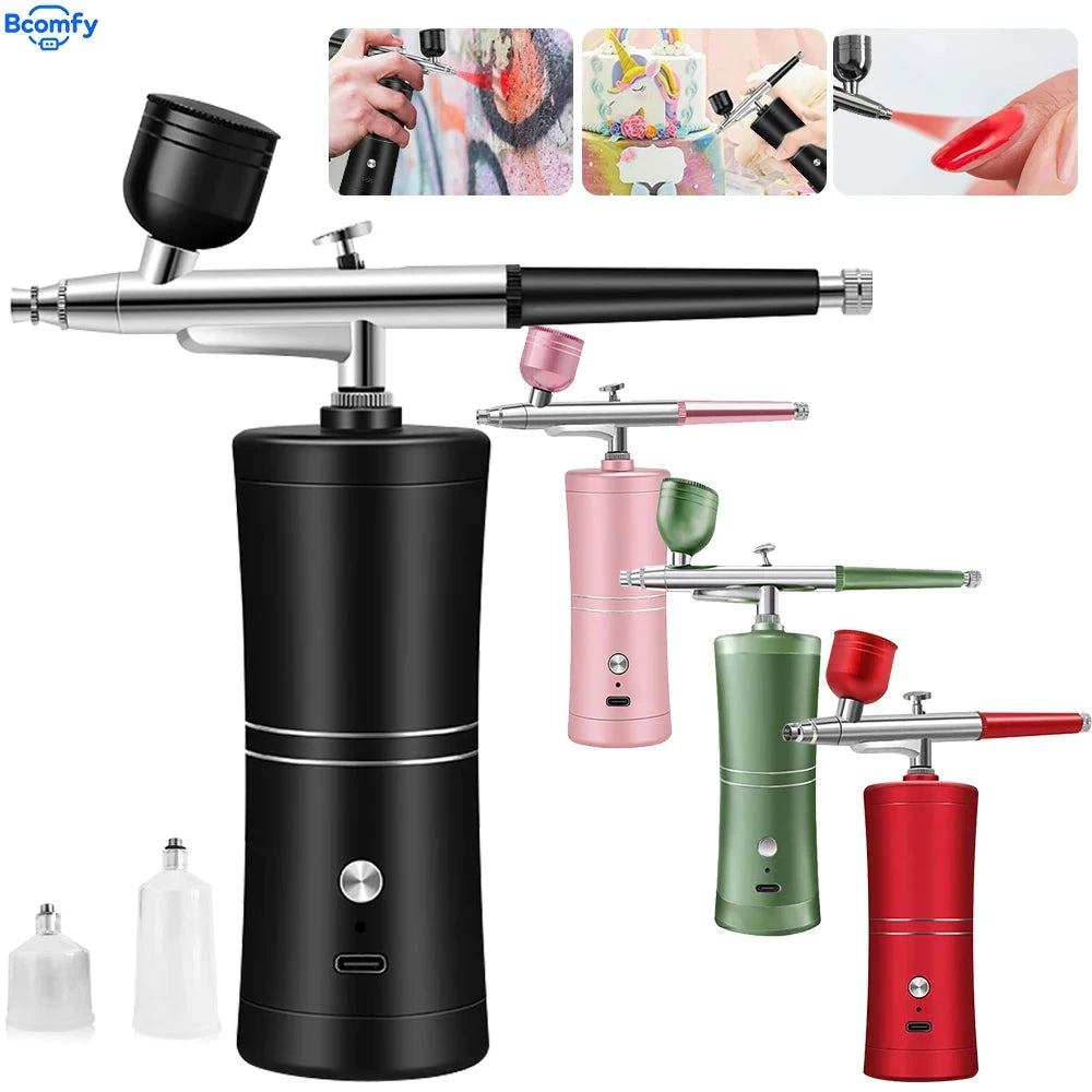 Airbrush with Compressor for Nail Painting Portable Cordless Airbrush Mini Airbrush Sprayer Gun for Nail Art Cake Painting Econic Blanks