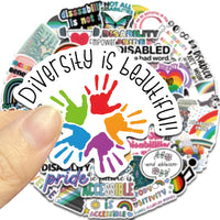 50PCS Disability Pride Stickers Colorful Friendly Inspirational Cartoon Stickers Stationery Mobile Phones Notebooks Decorative Quick Pick Grocers