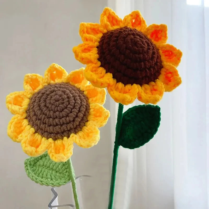 3Pcs Sunflower Hand Woven Bouquet Creative Wool Knitting Flower Sunflower Decorations Teachers Day Mother S Day Birthday Gift Quick Pick Grocers