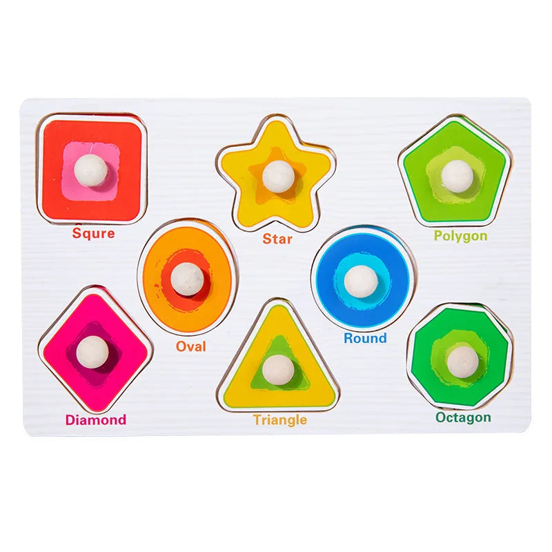 Baby Wooden Puzzles Montessori Toys 1 2 3 Years Toddler Toys Hand Grab Board Alphabet Number Cognition Learning Educational Toys Quick Pick Grocers
