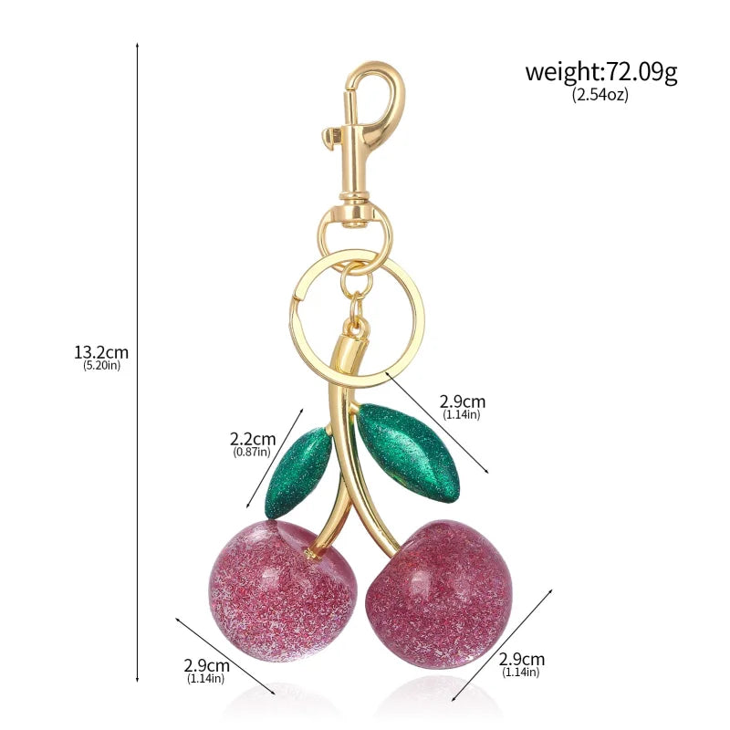 Trendy Red Cherry Pendant Keychain for Women Cute Bag Decorations Multifunctional Jewelry Car Key Accessories Charm Keyring Gift Quick Pick Grocers