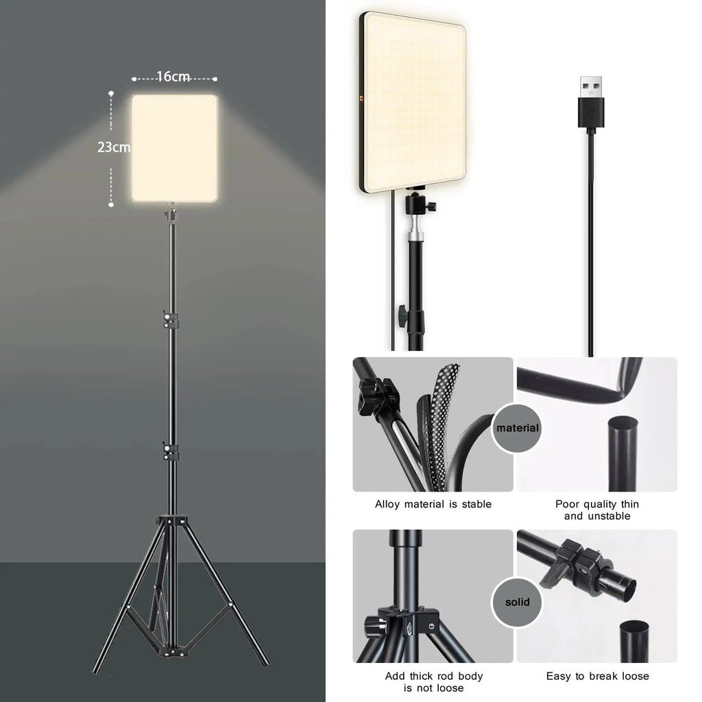 LED Video Lights Conference Photography Lighting Selfie Light Photo Studio Lamp With Tripod for Shoot Live Streaming TikTok Zoom Quick Pick Grocers