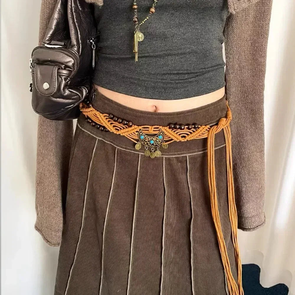 New Butterfly Tassel Waist Chain Y2K Trendy Bohemian Belt Summer Beach Accessories Vintage Flower Bohemian Belt Quick Pick Grocers