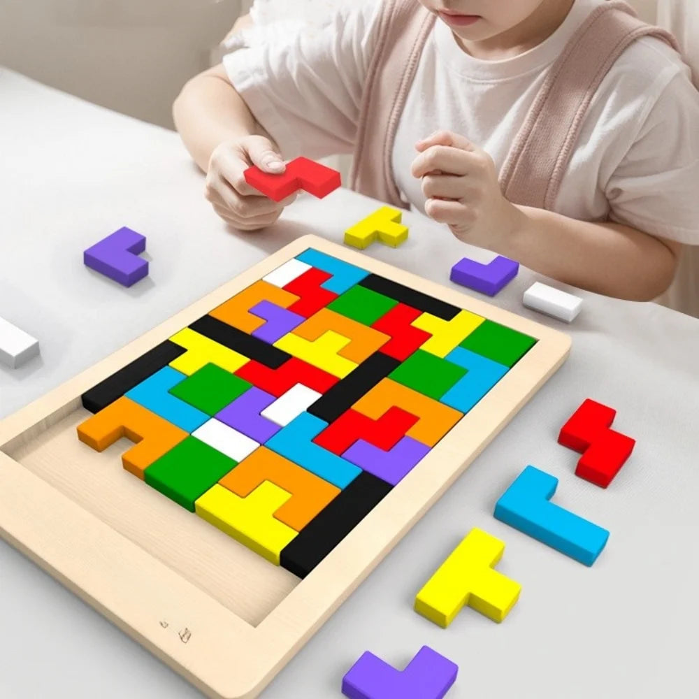 Colorful wooden puzzle toys Tangram Montessori materials children's puzzle toys Building blocks Children's learning toys Quick Pick Grocers