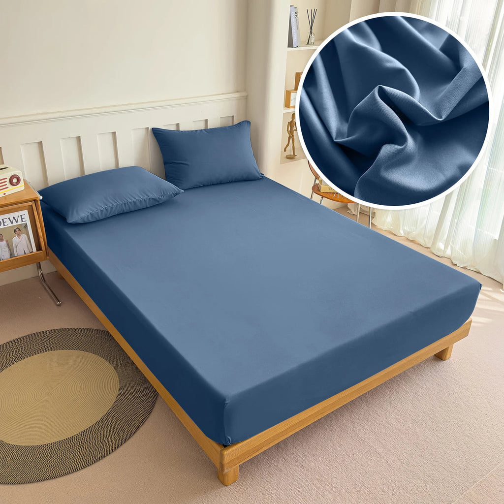 High Quality Fabric Fitted Sheet With Elastic Band Solid Color Mattress Sheet for King Queen Bed 150x200 180x200 200x220cm 1PC Quick Pick Grocers
