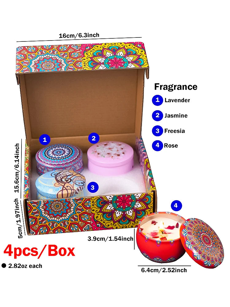 4Pcs/Box Scented Candle Set Gift Islamic Arabian Patterns Fragrance Candle Jar DIY Smokeless Couples Romantic Incense Candles Purest Peak Salt