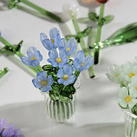 Glass Flower Decor Handcrafted Floral Sculpture Hand-blown Glass Flower Bouquet with Vase Mini Floral Decoration for Home Room Quick Pick Grocers