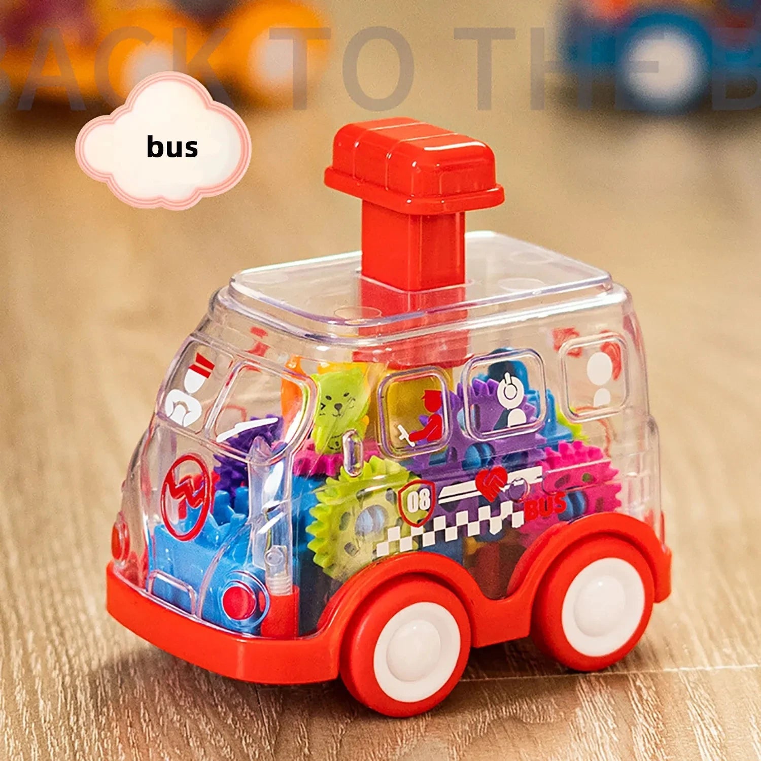 Baby Toy Cartoon Press Gear Car Toy Lnertia Pull-back Transparent Car Inertia Rebound Car Birthday Gifts for Kids Boys and Girls Quick Pick Grocers