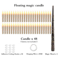 Halloween LED Floating Candles Magic Wand Remote Hanging Operated Potter Harries Battery Floating Candles Warm Light Decoration Quick Pick Grocers