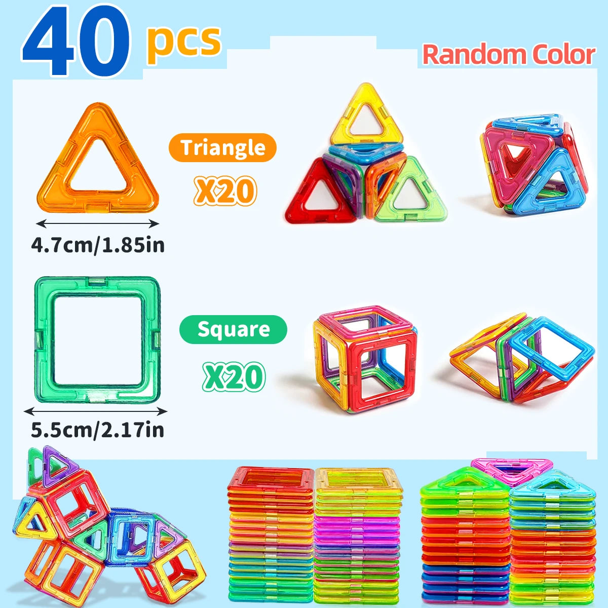 Magnetic Building Blocks DIY Magnets Toys medium size STEM Toys Construction Toys Learning Educational Magnet Toys Econic Blanks