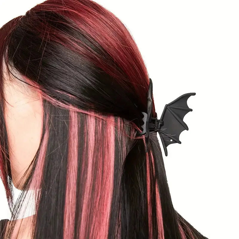 Gothic Bat Hair Clip Halloween Matte Black Gothic Punk-Style Animal Print Hairpin for Women, Elegant Party Hair Accessory Quick Pick Grocers
