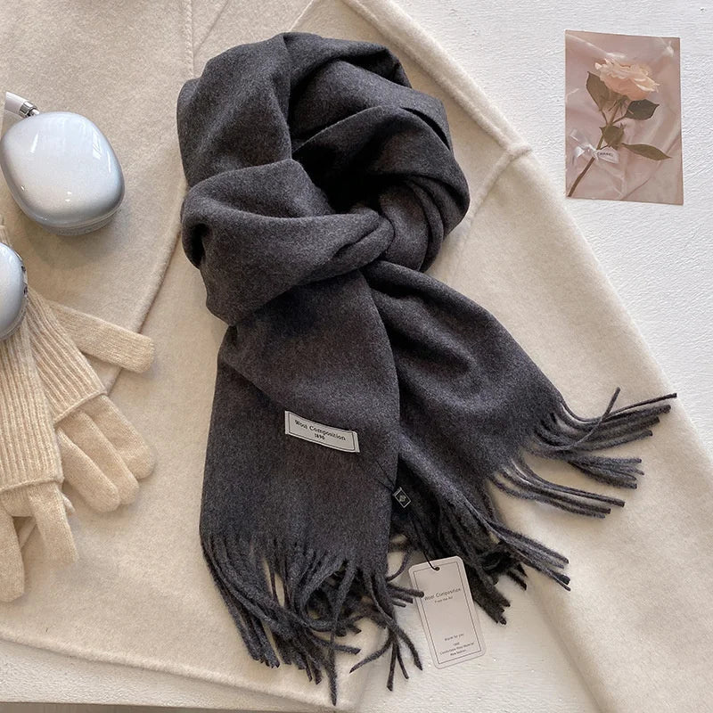Luxury Winter Wool Scarf Women Cashmere Warm Pashmina Brand Foulard Female Shawls Wraps Thick Soft Bufanda Scarves Stole 2024 Quick Pick Grocers