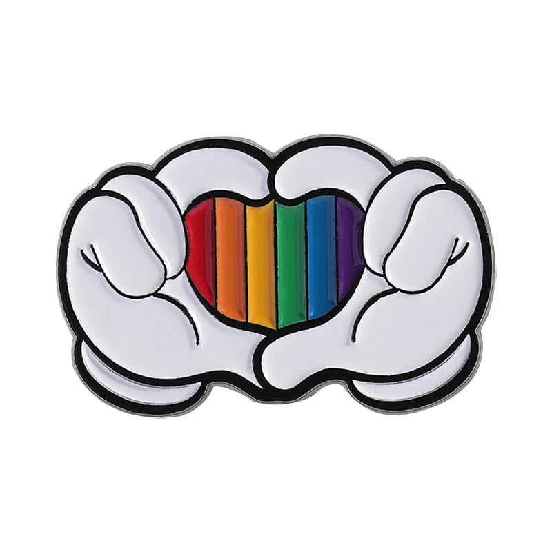 LGBTQ Pride Collect You Are Safe With Me Enamel Pins Rainbow Spaceship UFO Shield Cat Brooches Lapel Badges Jewelry Lover Gifts Quick Pick Grocers