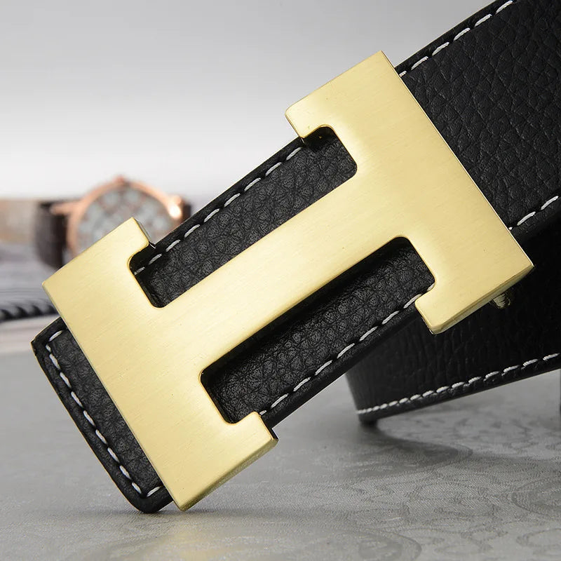 Width 3.8cm Famous Brand Belt Men Top Quality Genuine Luxury Leather Belts for Men Strap Metal Belt Fashion Women's Belt jeans Quick Pick Grocers