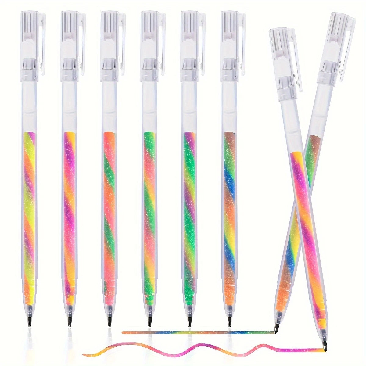 6pcs Glitter Gel Highlighter Pens Set - 1.2mm Vibrant Colors, Smooth Writing, Perfect for Journals, DIY Crafts, Greeting Cards, Quick Pick Grocers