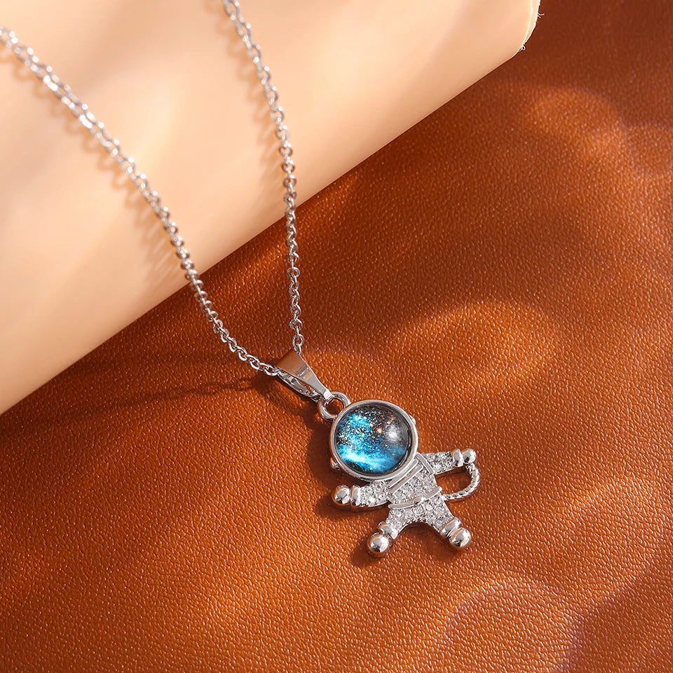 Light Luxury Titanium Steel Star Series Necklace for Women Gold Color Planet Moon Astronaut Pendant Necklaces Jewelry Gifts Quick Pick Grocers